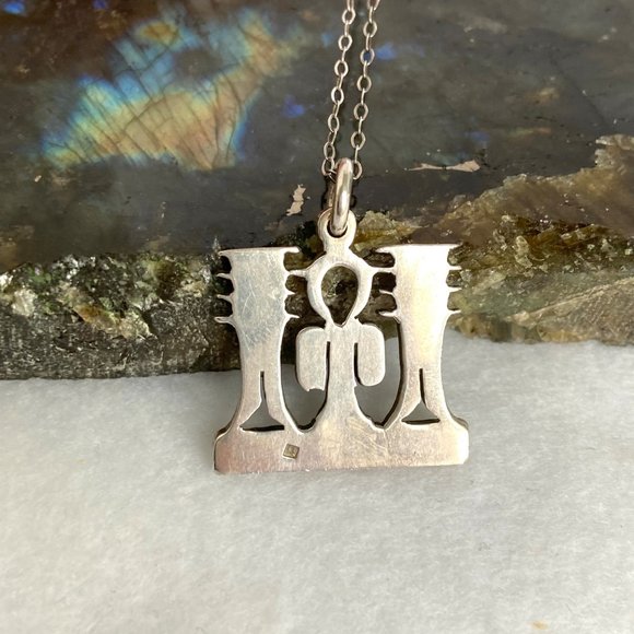 Sterling Silver 925 Egyptian Knot Of Isis Djed Pillars Pendant Necklace 20" - Picture 7 of 16